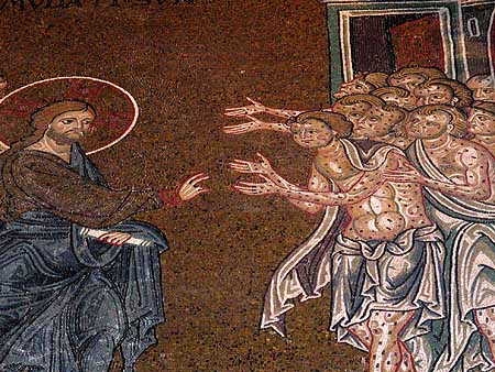 Monreale, Christ heals 10 lepers