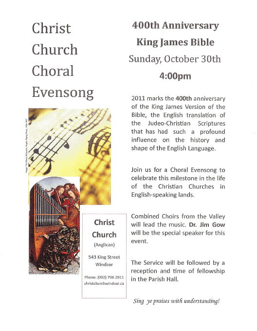 Poster for Choral Evensong, 30 October